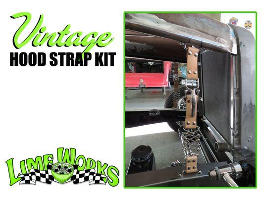 Vintage Hot Rod Hood Strap Brass Kit http://www.limeworksspeedshop.com/Brass-Hood-Strap-Kit-p/lwhs-kitb.htm