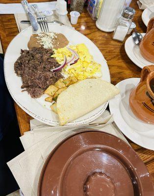 The barbacoa plate, offered on Saturdays & Sundays only. OMGAWD! Their corn tortillas are so good too!