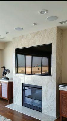 Floor to ceiling custom fireplace