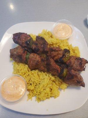 Lamb kebob platter