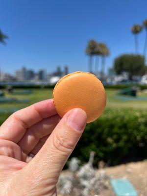 Passion fruit mango macaroon.