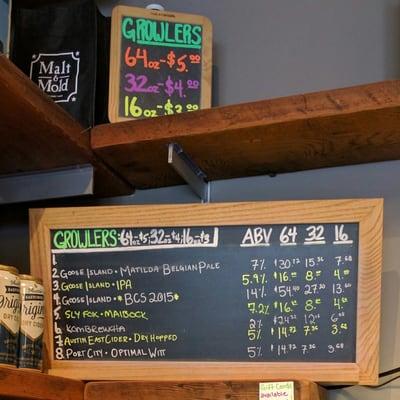 Menu selection to be dispensed via growlers