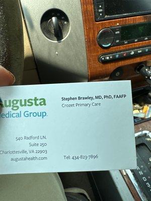 Dr. Brawley card.