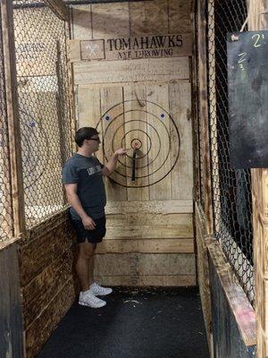 Zander axe throwing. UNL! GO HUSKERS!