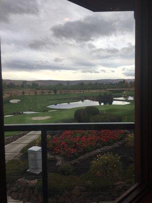 Great fall view from the restaurant looking over the golf course.