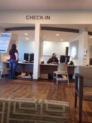 This is the check in. Picture taken from a chair in the waiting room