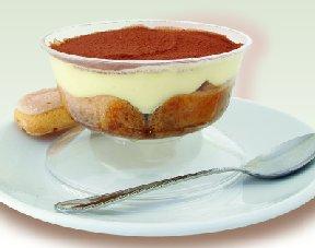 Mascarpone custard layered with rum and coffee soaked ladyfingers & topped with cocoa powder