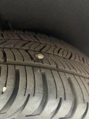 Nail in tire.