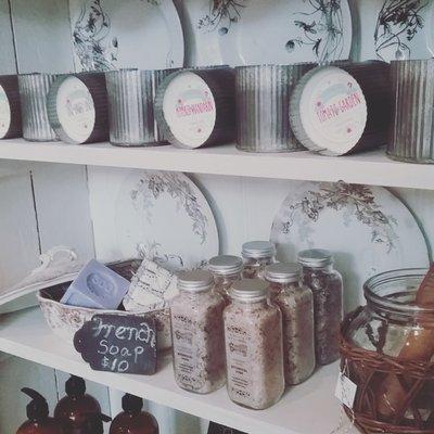 Always great selection of all natural bath, body and candles along with fun antiques