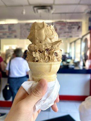 Jaimocha Chocolate Chip on a sugar cone