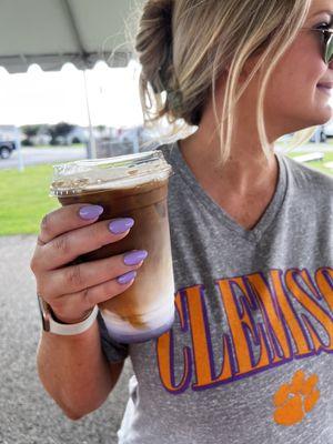 Iced honey lavender coffee