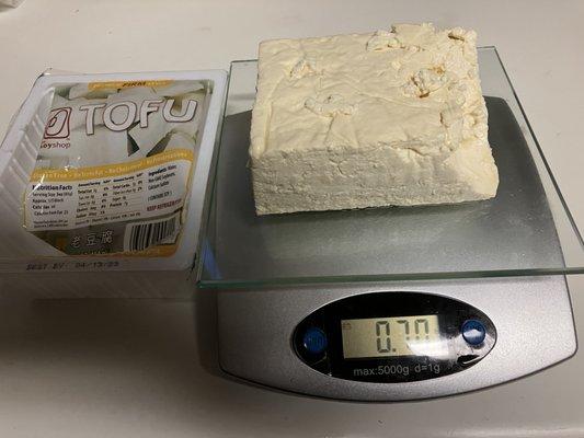 This is the package beside the tofu on the scale.