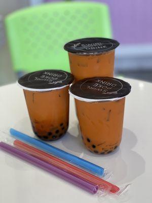 Thai Tea with Tapioca Pearls and lychee