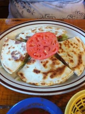 Chile, bacon, and cheese quesadilla