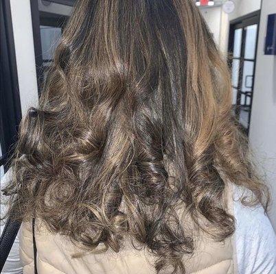 Curls with highlights