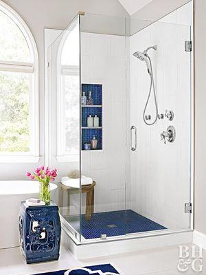 Blue and White is Gorgeous! Let us help you get the spa bathroom you dream of!