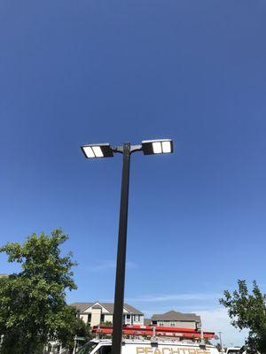 Lets up-fit your parking lot lights to bright efficient LED's.  We decrease your utility consumption while increasing your security.