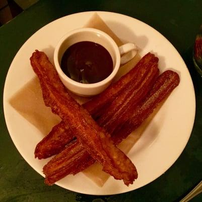 Churros with Dark Chocolate Dipping Sauce