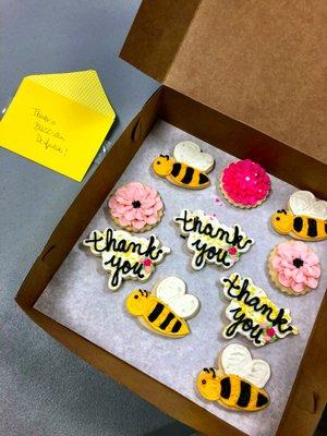 A thoughtful patient gifted Dr. Apaliski some beautifully crafted cookies as a thank you. "Thanks a buzz-illion Dr. Apaliski"