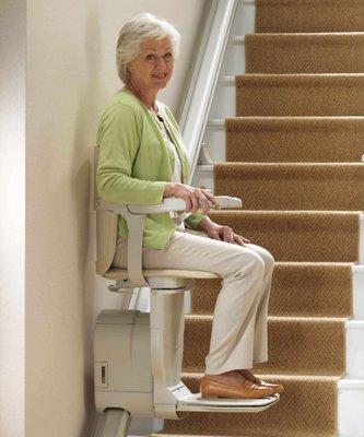 The Stannah straight stairlift, a great solution for narrow stairs and basements.