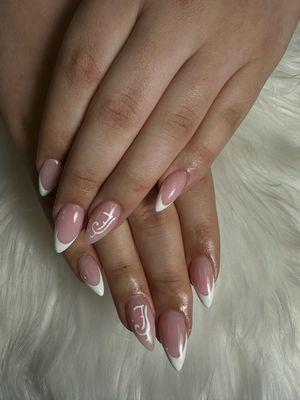 Acrylic French nails almond shape