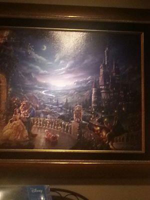 It's Beauty and the Beast in a Thomas Kinkade gallery! In the Disney room.