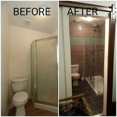 Bathroom remodel Nov 2016 Before and After