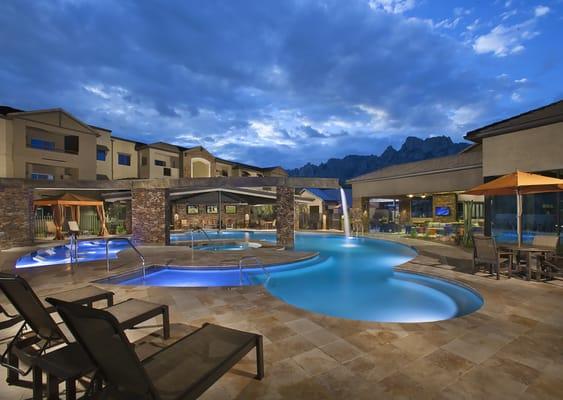 Resort Pool with Cabanas