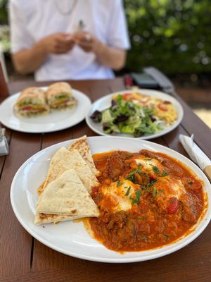 Poached Eggs with Kiymali Soujouk & Feta Omelette