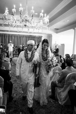 Shermeen and Numi walk down the aisle