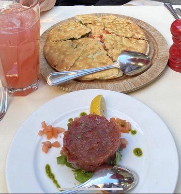 Tuna Tartare and truffle focaccia