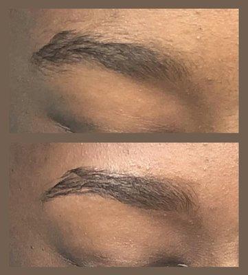 Brow wax before & after