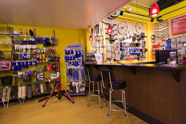 We carry bike parts and accessories.