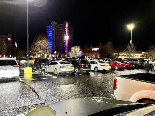 Hotel and Casino lit up at night