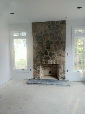 Natural Stone Fireplace in a New Home