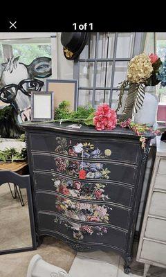 This is such a beautiful dresser the way she decal the flowers  shabby chick  for sure