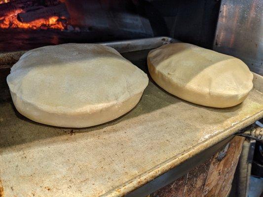 Fresh, hot, wood-fired pita