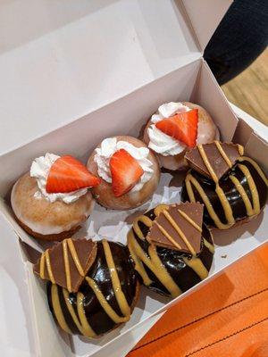 Strawberry & cream and Peanut butter cup Donuts