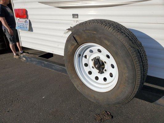 My husband and myself had a blow out on I-5 while pulling out camper. We called   Les Schwab they stayed after hours to help us.