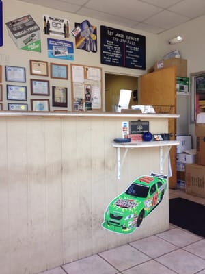 Inside the auto center