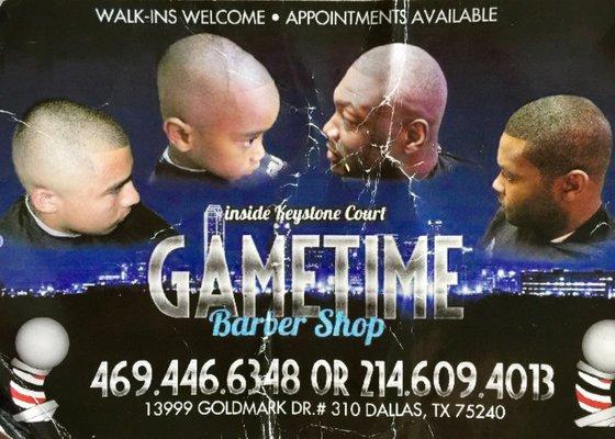 GameTime Barber Shop 214 609 4013 13999 Goldmark Drive #310 Dallas, Texas  75240