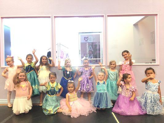 Our dancers at the Princess Tea Party during our Summer Princess Camp.