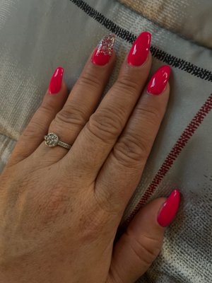 Hot pink nails!