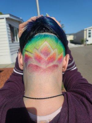 Neon hair, under cut