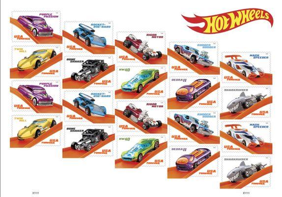 Hot Wheels Stamp Sheet