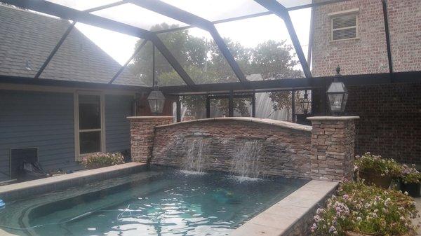 Custom aluminum pool enclosure built by Bayou Aluminum Enclosures