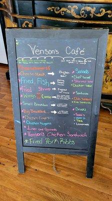 Today's menu board. Brick and mortar location now at 3 East Lathrop Avenue.