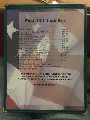 Fish fry menu