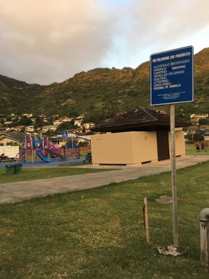 Restrooms and jungle gym