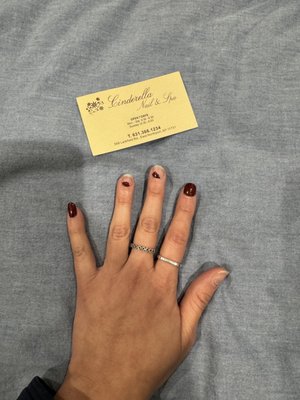 Left hand and business card